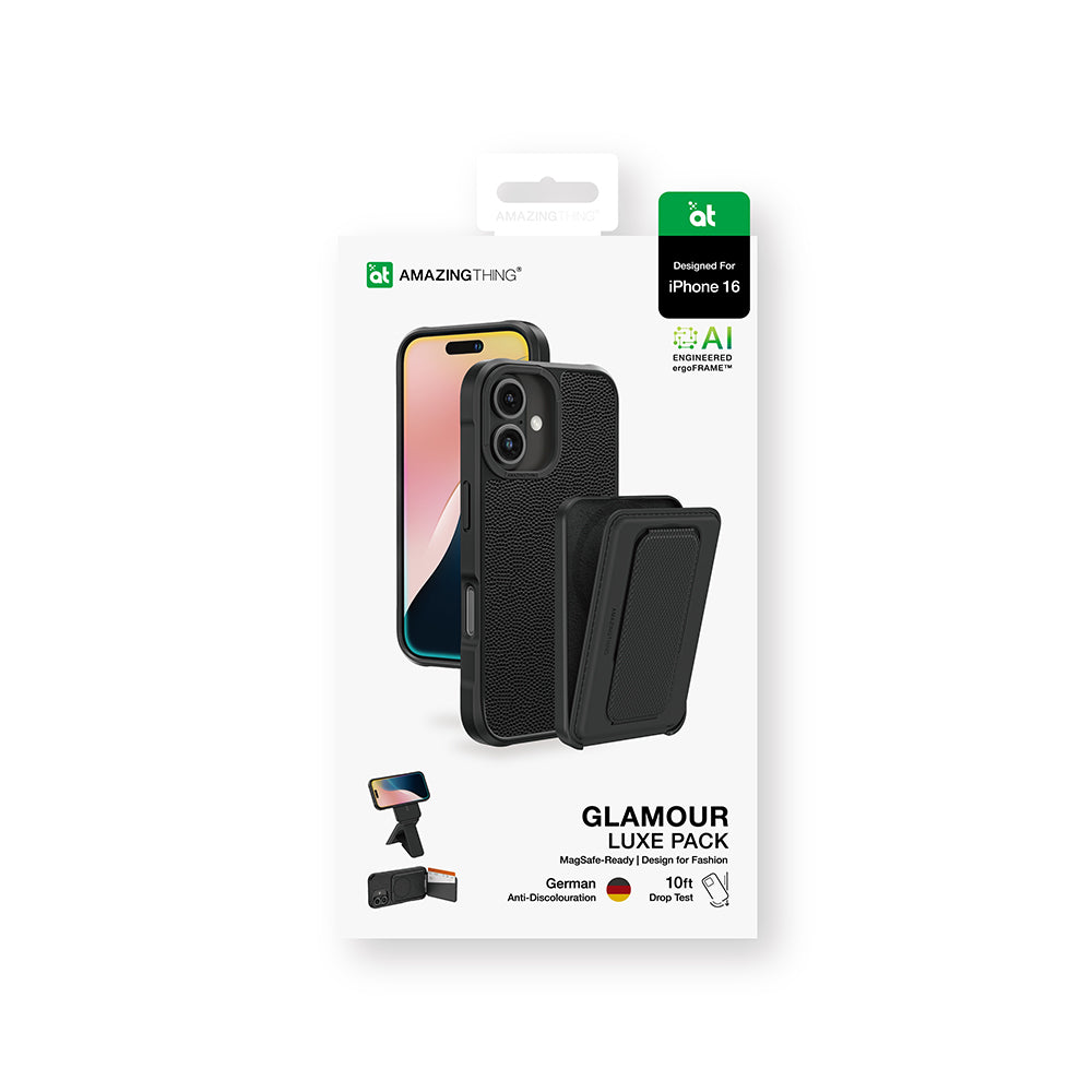 iPhone 16 Kılıf M-safe Şarj Özellikli Standlı Kartlıklı Set Amazingthing Glamour Luxe Serisi Kılıf