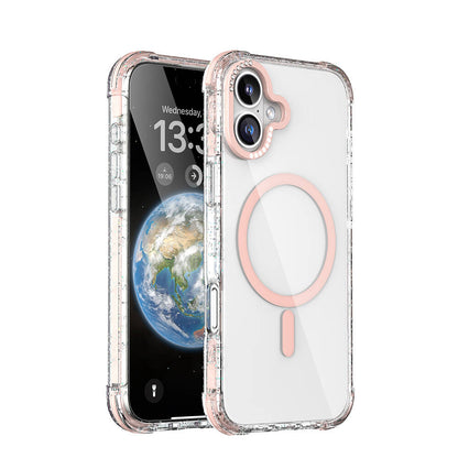 iPhone 16 Kılıf M-safe Şarj Özellikli Taşlı ve Simli Tasarım Mutural Blink Kılıf