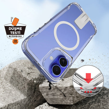 iPhone 16 Kılıf M-safe Şarj Özellikli Zore T-Max Standlı Kılıf