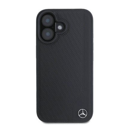 iPhone 16 Kılıf Mercedes Benz Orjinal Lisanslı M-safe Şarj Özellikli 3D Metal Logolu Wood Imitation Deri Kılıf