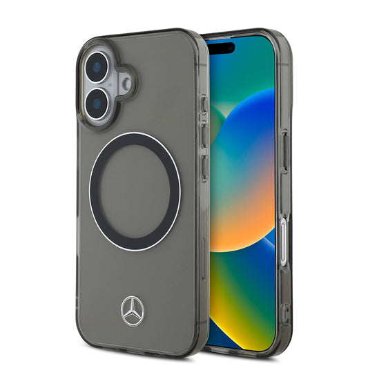 iPhone 16 Kılıf Mercedes Benz Orjinal Lisanslı M-safe Şarj Özellikli Saydam Yüzey Silver Ring Kılıf