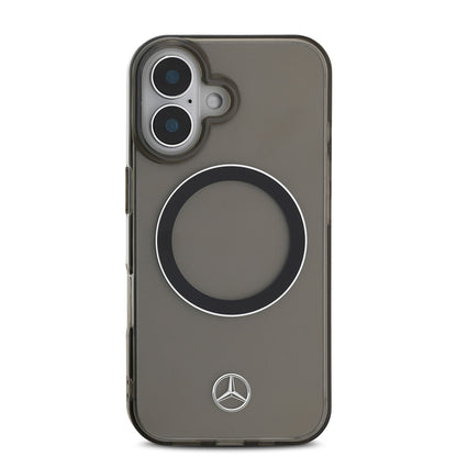 iPhone 16 Kılıf Mercedes Benz Orjinal Lisanslı M-safe Şarj Özellikli Saydam Yüzey Silver Ring Kılıf