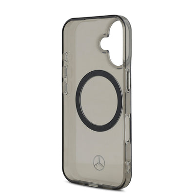 Apple iPhone 16 Kılıf Mercedes Benz Orjinal Lisanslı Magsafe Şarj Özellikli Saydam Yüzey Silver Ring Kapak Siyah