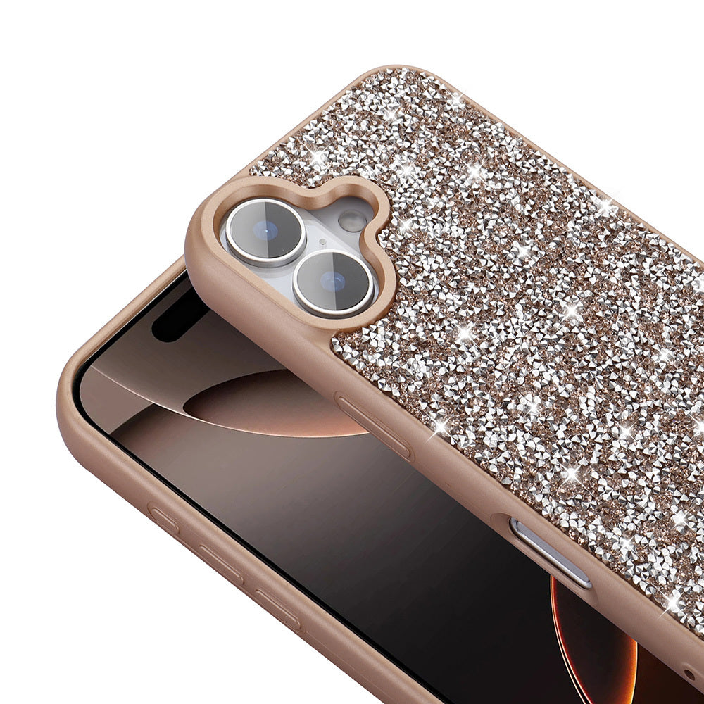 Apple iPhone 16 Kılıf Parlak Taşlı Tasarım Zore Pırlanta Kapak Gri