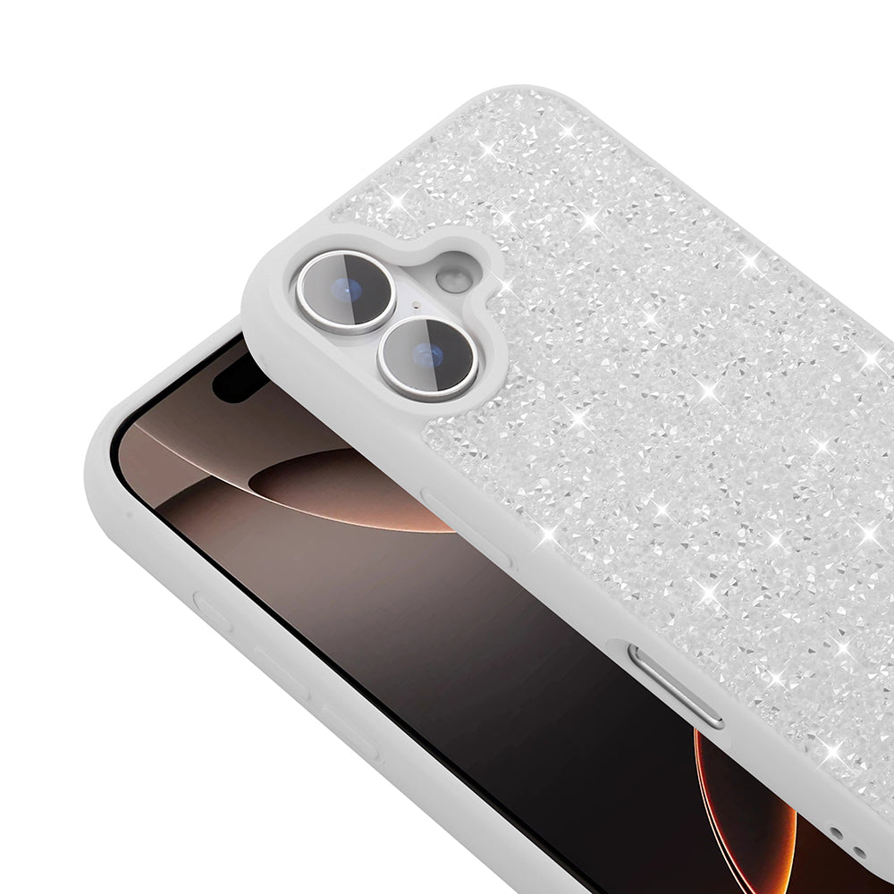 Apple iPhone 16 Kılıf Parlak Taşlı Tasarım Zore Pırlanta Kapak Gri
