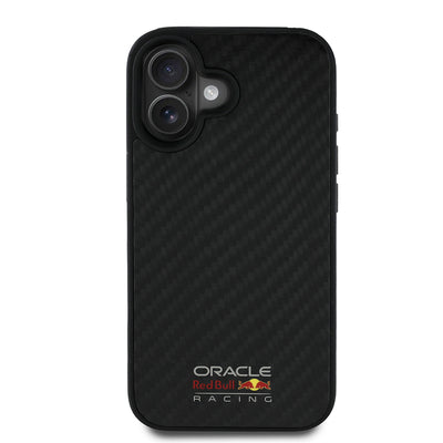 Apple iPhone 16 Kılıf Redbull Orjinal Lisanslı M-safe Şarj Özellikli Karbon Fiber Tasarımlı Parlayan Logolu Kapak Siyah