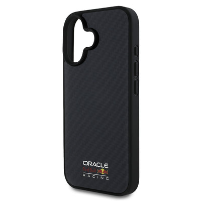 Apple iPhone 16 Kılıf Redbull Orjinal Lisanslı M-safe Şarj Özellikli Karbon Fiber Tasarımlı Parlayan Logolu Kapak Siyah
