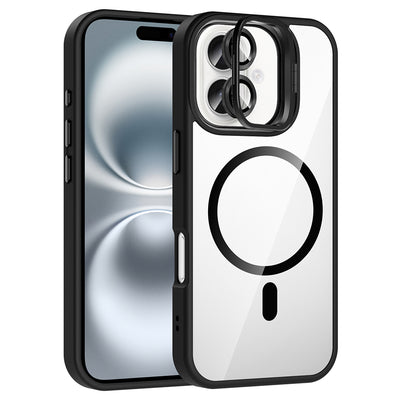 Apple iPhone 16 Kılıf Standlı ve Kamera Lens Hediyeli M-Safe Şarj Özellikli Zore Etro Kapak Desert Titanyum