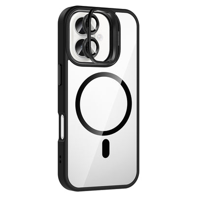 Apple iPhone 16 Kılıf Standlı ve Kamera Lens Hediyeli M-Safe Şarj Özellikli Zore Etro Kapak Desert Titanyum