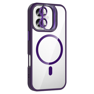 Apple iPhone 16 Kılıf Standlı ve Kamera Lens Hediyeli M-Safe Şarj Özellikli Zore Etro Kapak Desert Titanyum