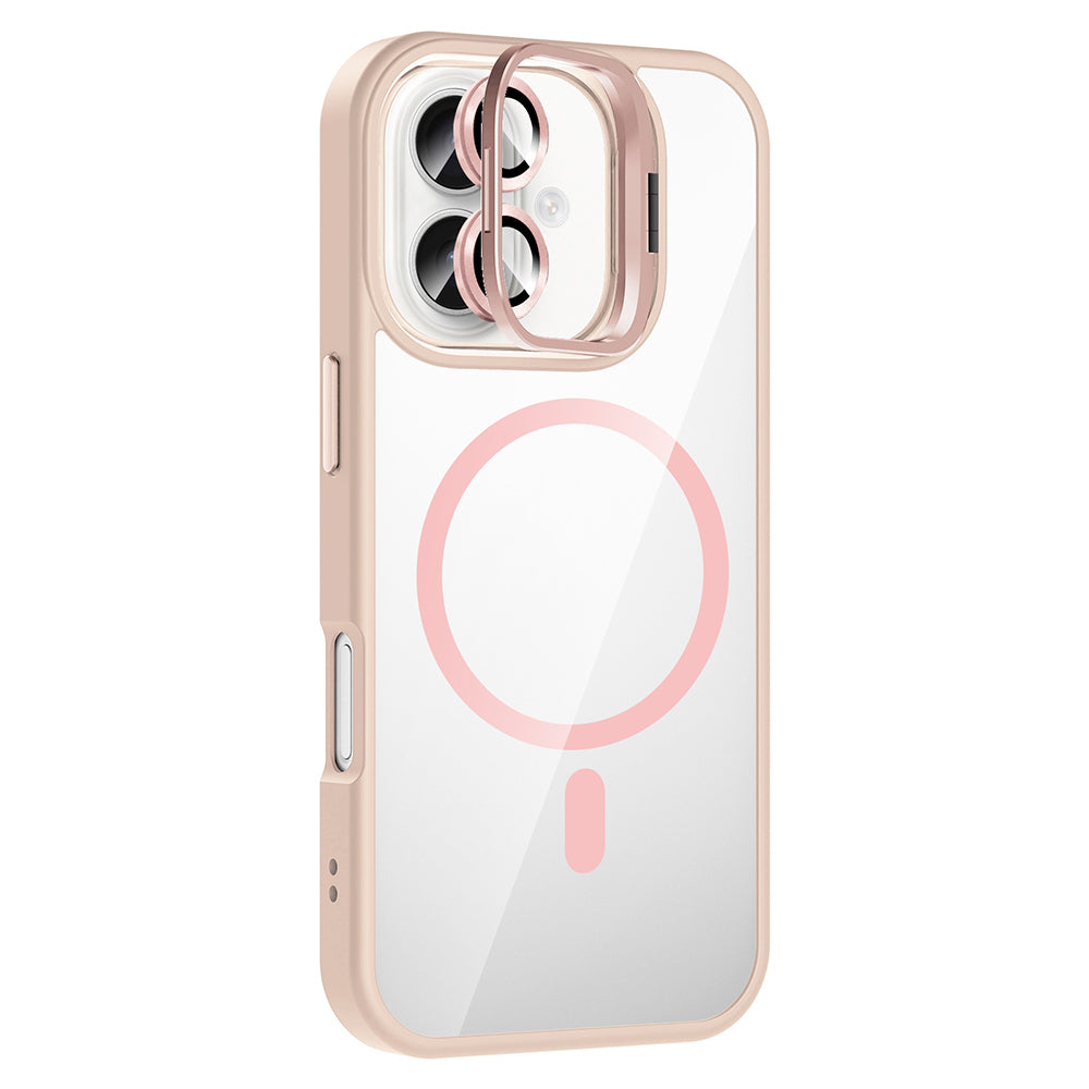 Apple iPhone 16 Kılıf Standlı ve Kamera Lens Hediyeli M-Safe Şarj Özellikli Zore Etro Kapak Desert Titanyum