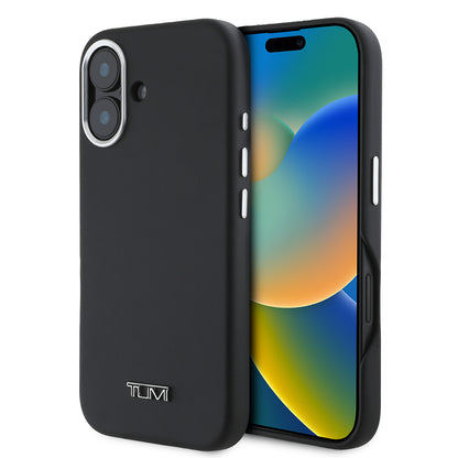 iPhone 16 Kılıf TUMI Orjinal Lisanslı M-safe Şarj Özellikli Metal Yazı Logolu PU Deri Kılıf