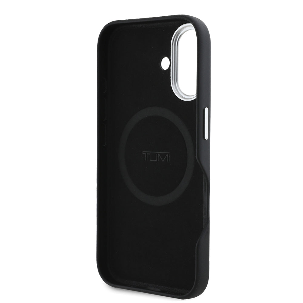 iPhone 16 Kılıf TUMI Orjinal Lisanslı M-safe Şarj Özellikli Metal Yazı Logolu PU Deri Kılıf