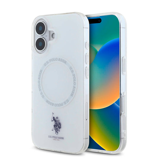 iPhone 16 Kılıf U.S. Polo Assn. Orjinal Lisanslı M-safe Şarj Özellikli IML Double Horse Logolu Ring Kılıf
