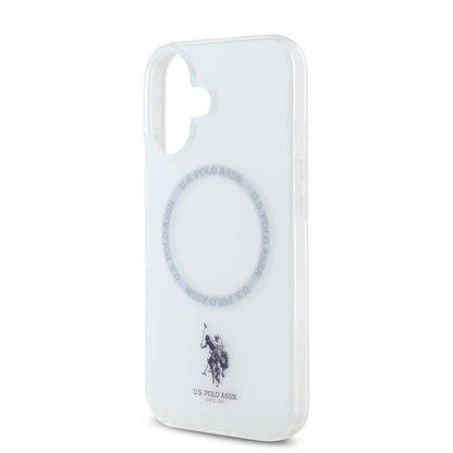 iPhone 16 Kılıf U.S. Polo Assn. Orjinal Lisanslı M-safe Şarj Özellikli IML Double Horse Logolu Ring Kılıf