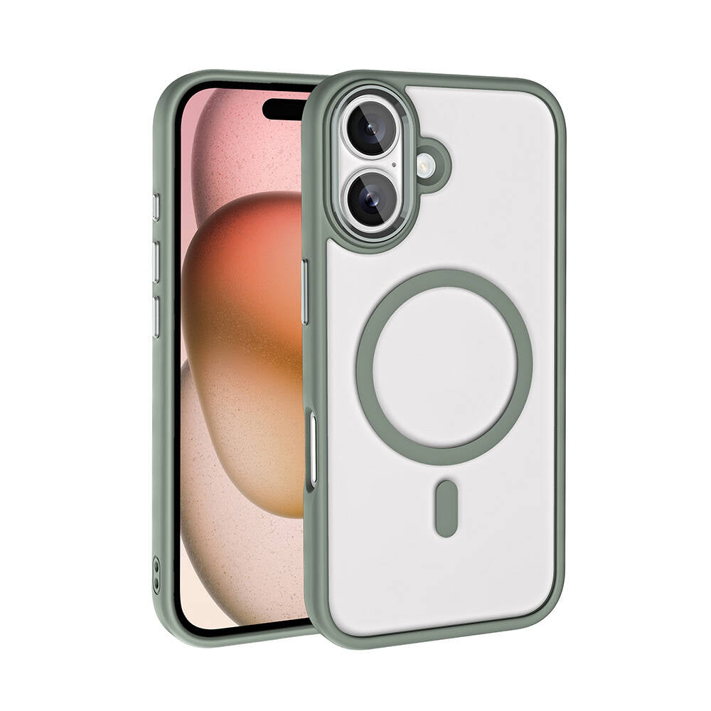 iPhone 16 Kılıf Wireless Şarj Özellikli Zore Krom M-safe Silikon Kılıf