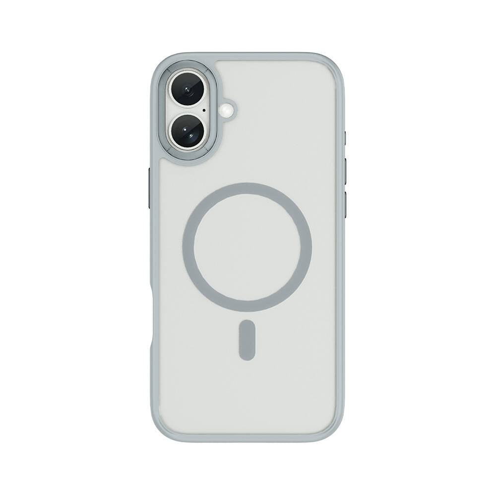 Apple iPhone 16 Kılıf Wiwu FGG-012 ArmorPro Serisi Magsafe Şarj Özellikli Parmak İzi Bırakmayan Kılıf Gri