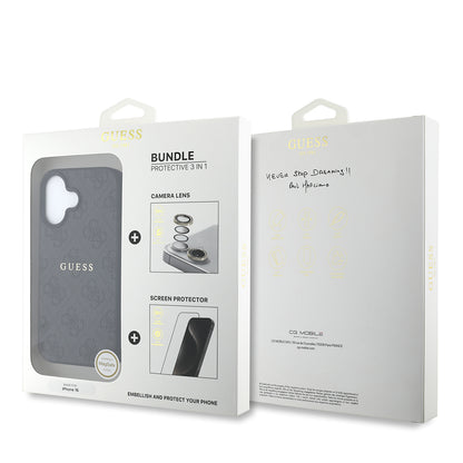 iPhone 16 Plus Guess Orjinal Lisanslı Kılıf + Ekran Koruyucu + Lens Koruyucu 3in1 Aksesuar Seti