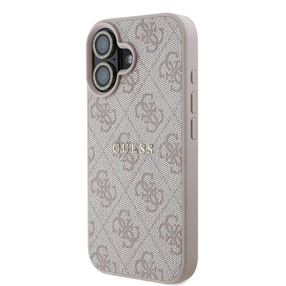 Apple iPhone 16 Plus Guess Orjinal Lisanslı Kılıf + Ekran Koruyucu + Lens Koruyucu 3in1 Aksesuar Seti Pembe
