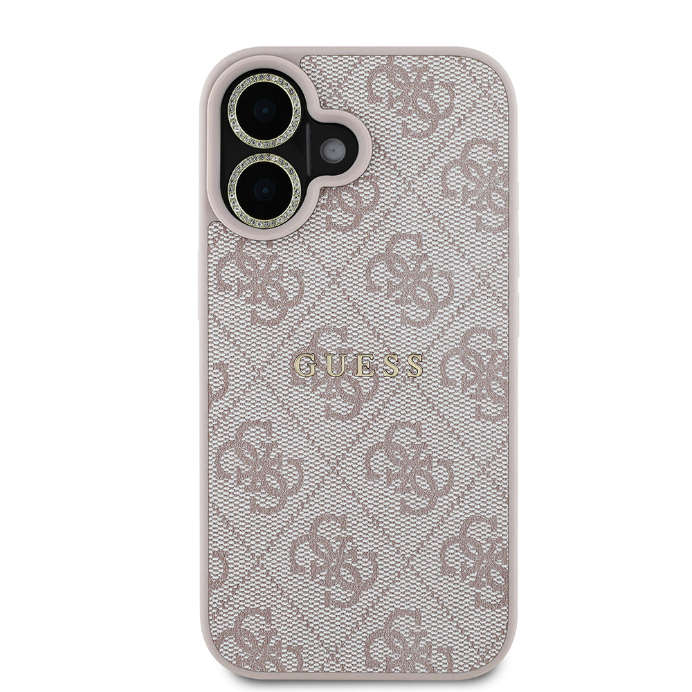 Apple iPhone 16 Plus Guess Orjinal Lisanslı Kılıf + Ekran Koruyucu + Lens Koruyucu 3in1 Aksesuar Seti Pembe