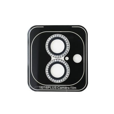 Apple iPhone 16 Plus Guess Orjinal Lisanslı Rhinestone Taşlı Lens Koruyucu Gümüş