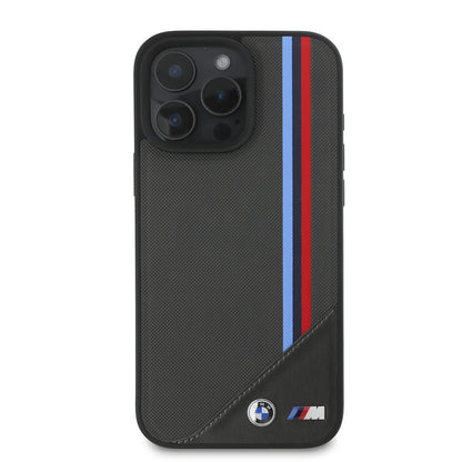 iPhone 16 Plus Kılıf BMW Orjinal Lisanslı M-safe Şarj Özellikli M Logolu Üç Çizgili Dikiş Detaylı Meshed Tricolor Stripes Kılıf