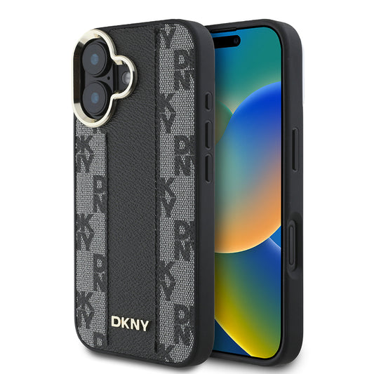 iPhone 16 Plus Kılıf DKNY Orjinal Lisanslı M-safe Şarj Özellikli 3D Yazılı Checkered Pattern Kılıf