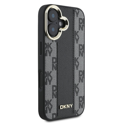 iPhone 16 Plus Kılıf DKNY Orjinal Lisanslı M-safe Şarj Özellikli 3D Yazılı Checkered Pattern Kılıf