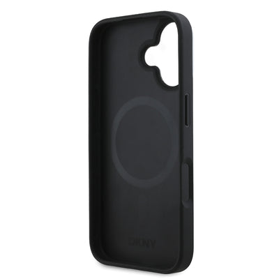 Apple iPhone 16 Plus Kılıf DKNY Orjinal Lisanslı Magsafe Şarj Özellikli 3D Yazılı Checkered Pattern Kapak Siyah