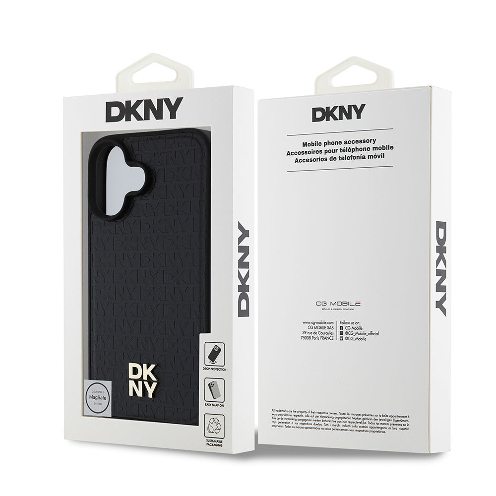 iPhone 16 Plus Kılıf DKNY Orjinal Lisanslı M-safe Şarj Özellikli 3D Yazılı Repeat Pattern Kılıf