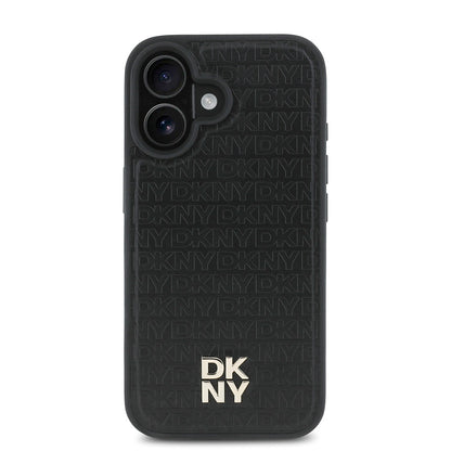 iPhone 16 Plus Kılıf DKNY Orjinal Lisanslı M-safe Şarj Özellikli 3D Yazılı Repeat Pattern Kılıf