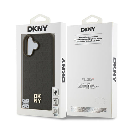 iPhone 16 Plus Kılıf DKNY Orjinal Lisanslı M-safe Şarj Özellikli 3D Yazılı Repeat Pattern Kılıf