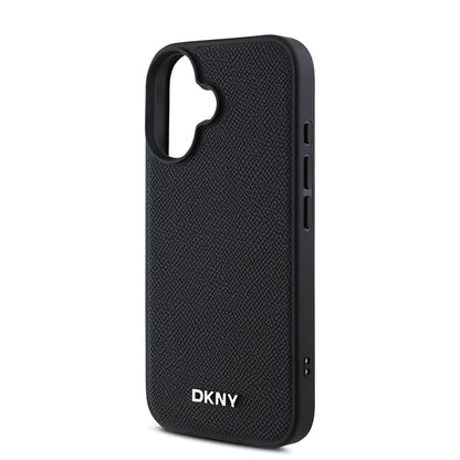 iPhone 16 Plus Kılıf DKNY Orjinal Lisanslı M-safe Şarj Özellikli Metal Logolu PU Deri Grained Kılıf