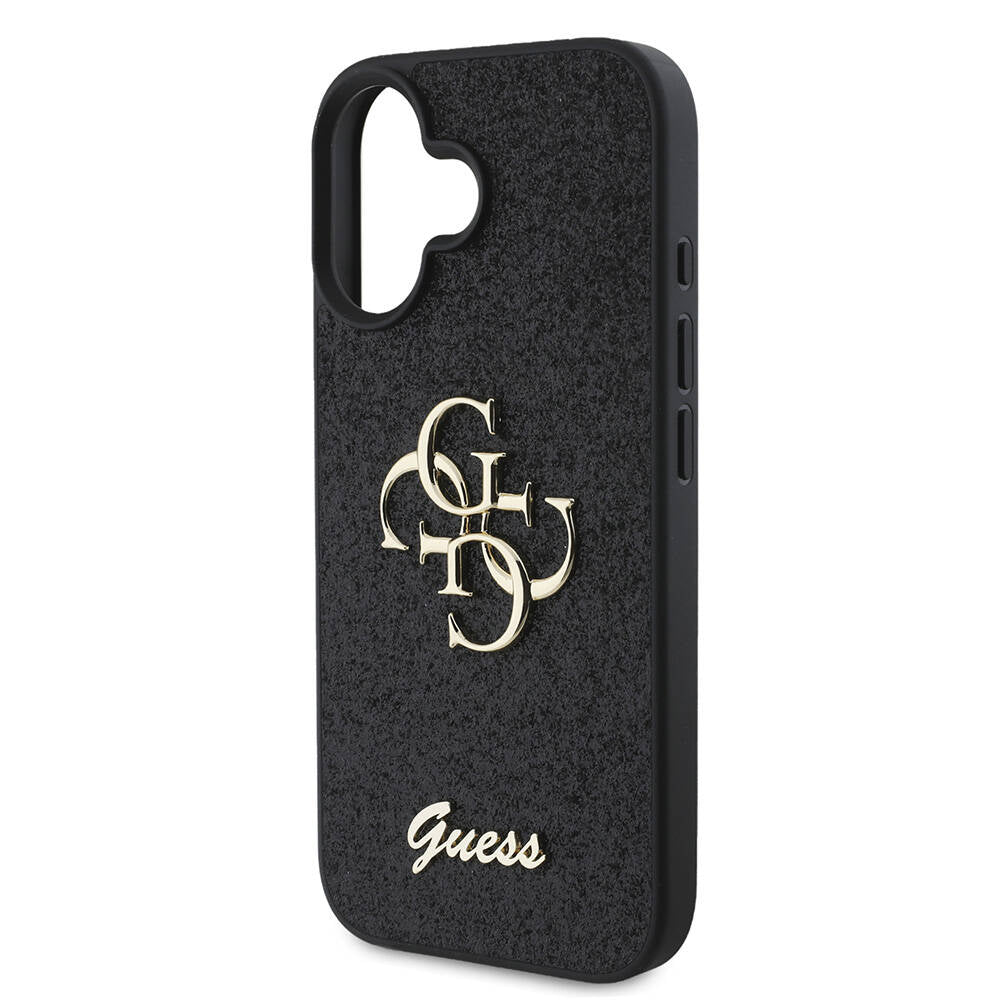 Apple iPhone 16 Plus Kılıf Guess Orjinal Lisanslı 4G Büyük Metal Logolu Glitter Kapak Pembe
