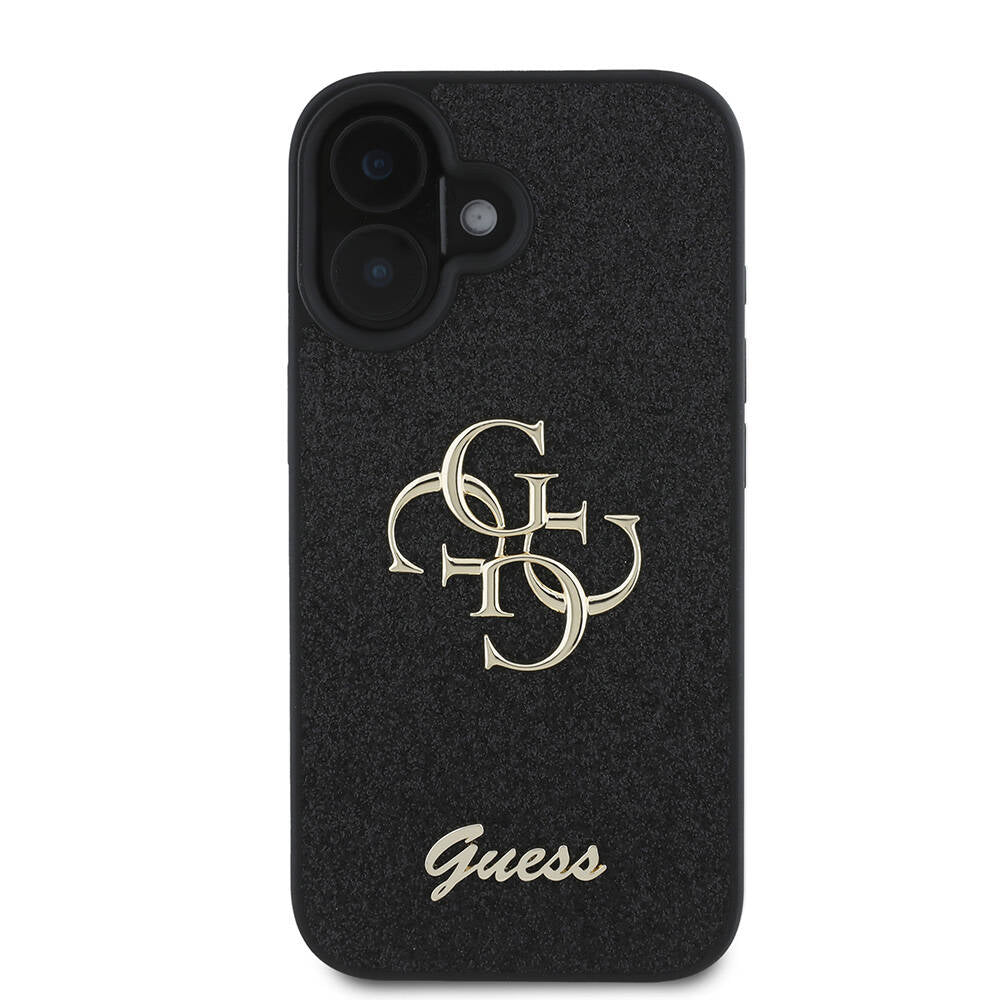 Apple iPhone 16 Plus Kılıf Guess Orjinal Lisanslı 4G Büyük Metal Logolu Glitter Kapak Pembe