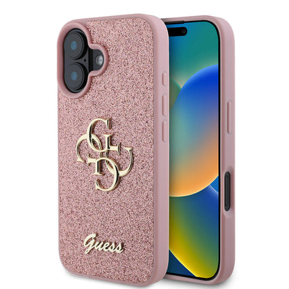 iPhone 16 Plus Kılıf Guess Orjinal Lisanslı 4G Büyük Metal Logolu Glitter Kılıf