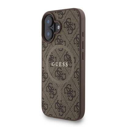 iPhone 16 Plus Kılıf Guess Orjinal Lisanslı M-safe Şarj Özellikli PU Deri Bilek Askı İpli Yazı Logolu Kılıf