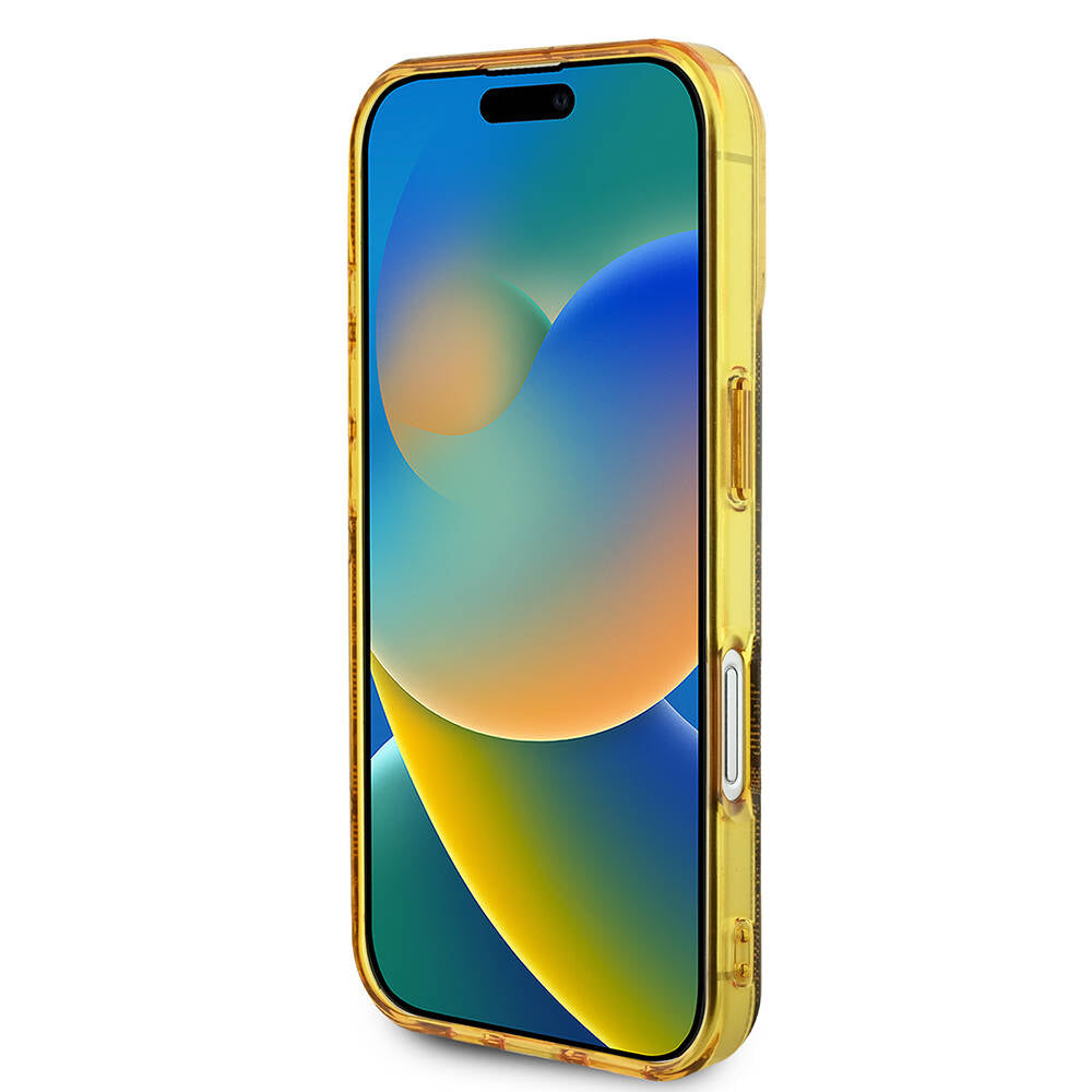 iPhone 16 Plus Kılıf Guess Orjinal Lisanslı M-safe Şarj Özellikli 4G Desenli IML Yazı Logolu Peony Kılıf