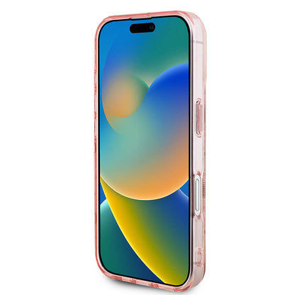 iPhone 16 Plus Kılıf Guess Orjinal Lisanslı M-safe Şarj Özellikli 4G Desenli IML Yazı Logolu Peony Kılıf