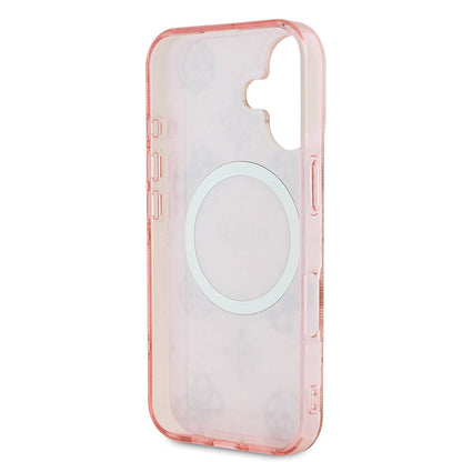 iPhone 16 Plus Kılıf Guess Orjinal Lisanslı M-safe Şarj Özellikli 4G Desenli IML Yazı Logolu Peony Kılıf