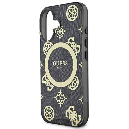 iPhone 16 Plus Kılıf Guess Orjinal Lisanslı M-safe Şarj Özellikli 4G Desenli IML Yazı Logolu Peony Kılıf