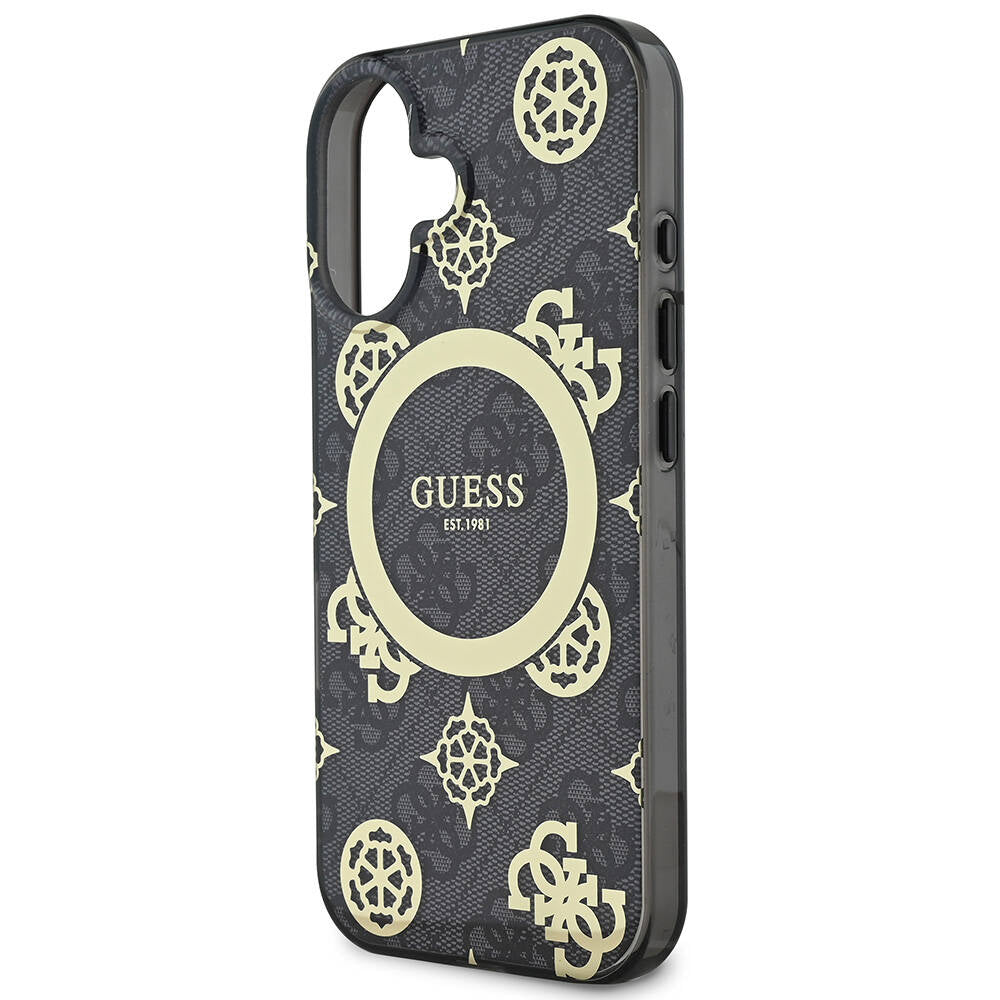 Apple iPhone 16 Plus Kılıf Guess Orjinal Lisanslı Magsafe Şarj Özellikli 4G Desenli IML Yazı Logolu Peony Kapak Pembe