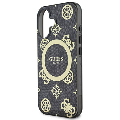 Apple iPhone 16 Plus Kılıf Guess Orjinal Lisanslı Magsafe Şarj Özellikli 4G Desenli IML Yazı Logolu Peony Kapak Pembe