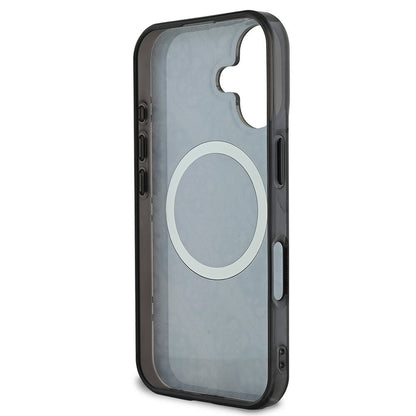 iPhone 16 Plus Kılıf Guess Orjinal Lisanslı M-safe Şarj Özellikli 4G Desenli IML Yazı Logolu Peony Kılıf