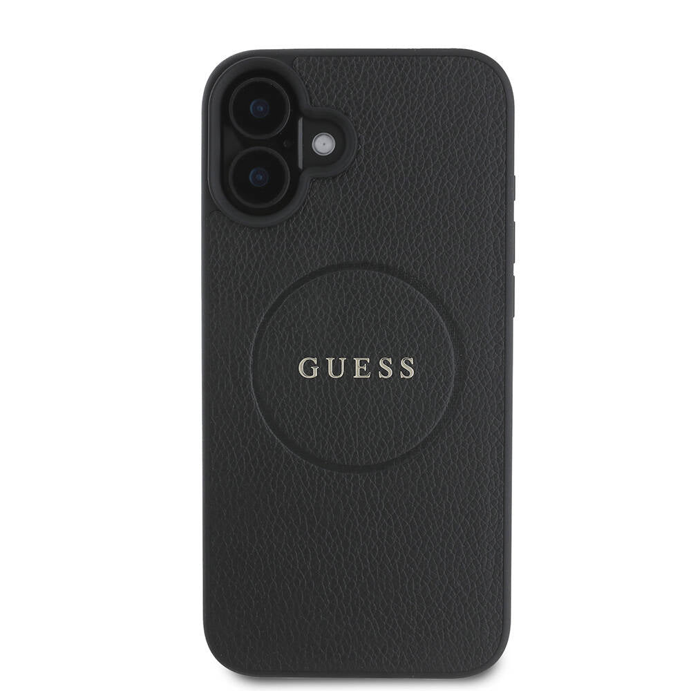 Apple iPhone 16 Plus Kılıf Guess Orjinal Lisanslı Magsafe Şarj Özellikli Yazı Logolu Grained Kapak Yeşil