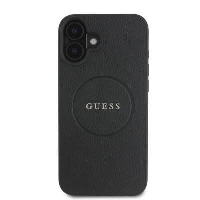 Apple iPhone 16 Plus Kılıf Guess Orjinal Lisanslı Magsafe Şarj Özellikli Yazı Logolu Grained Kapak Yeşil