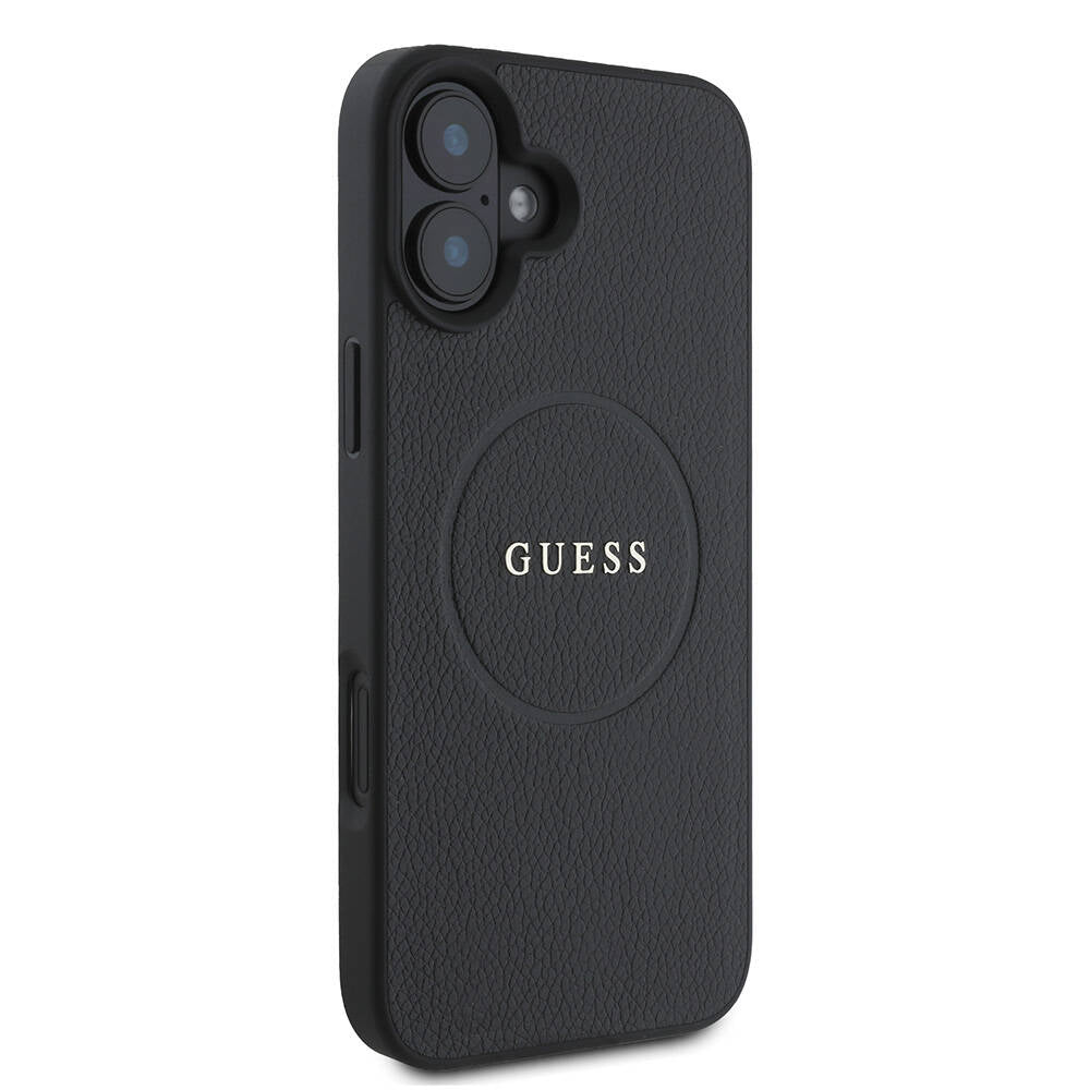 Apple iPhone 16 Plus Kılıf Guess Orjinal Lisanslı Magsafe Şarj Özellikli Yazı Logolu Grained Kapak Pembe