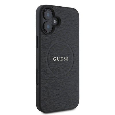 Apple iPhone 16 Plus Kılıf Guess Orjinal Lisanslı Magsafe Şarj Özellikli Yazı Logolu Grained Kapak Pembe
