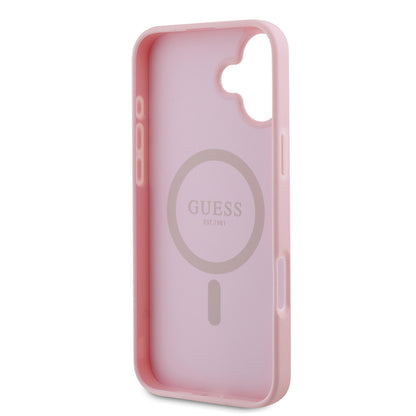 iPhone 16 Plus Kılıf Guess Orjinal Lisanslı M-safe Şarj Özellikli Yazı Logolu Grained Kılıf