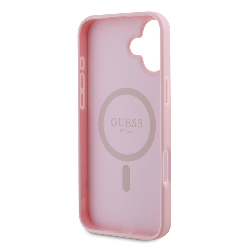 Apple iPhone 16 Plus Kılıf Guess Orjinal Lisanslı Magsafe Şarj Özellikli Yazı Logolu Grained Kapak Yeşil